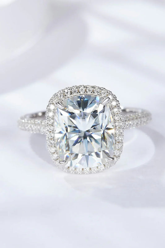 Moissanite Halo Ring Alessia - 6ct Center, Silver Band Women's Ring Velanci