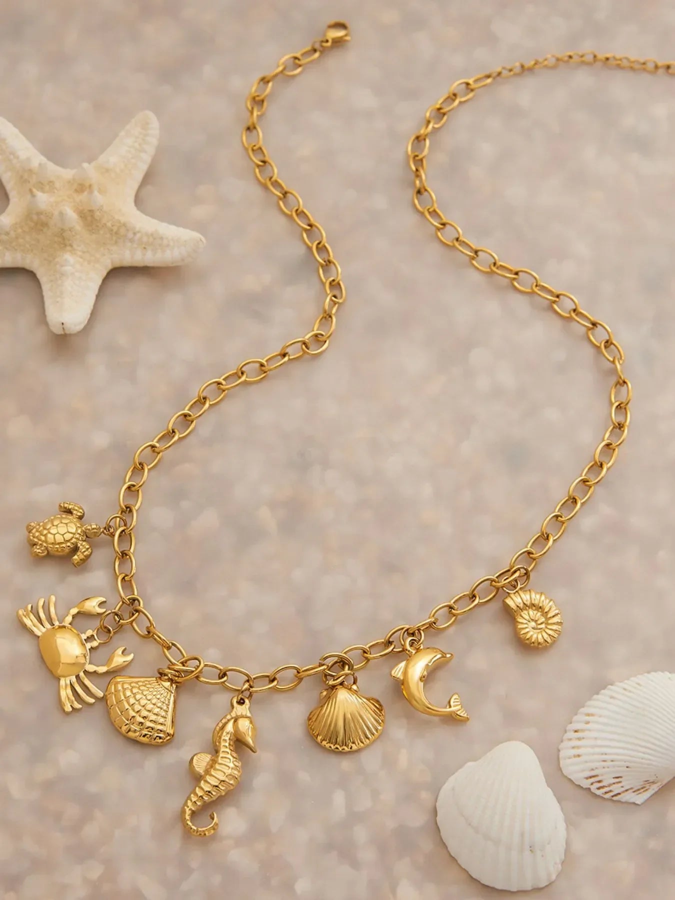 Ocean Theme Necklace - 18K Gold-Plated Coastal Motif Velanci