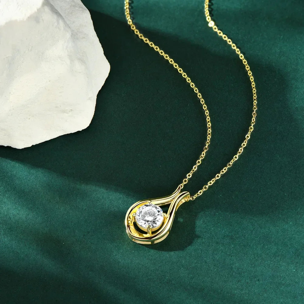 2 Carat Moissanite Necklace - Gold Plated Sterling Silver Velanci