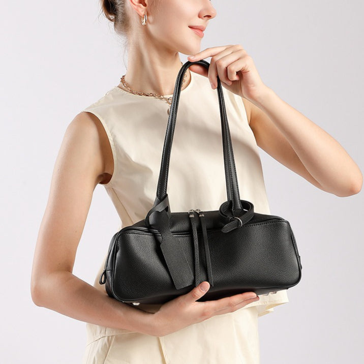 Exquisite Genuine Pebbled Leather Shoulder Handbag
