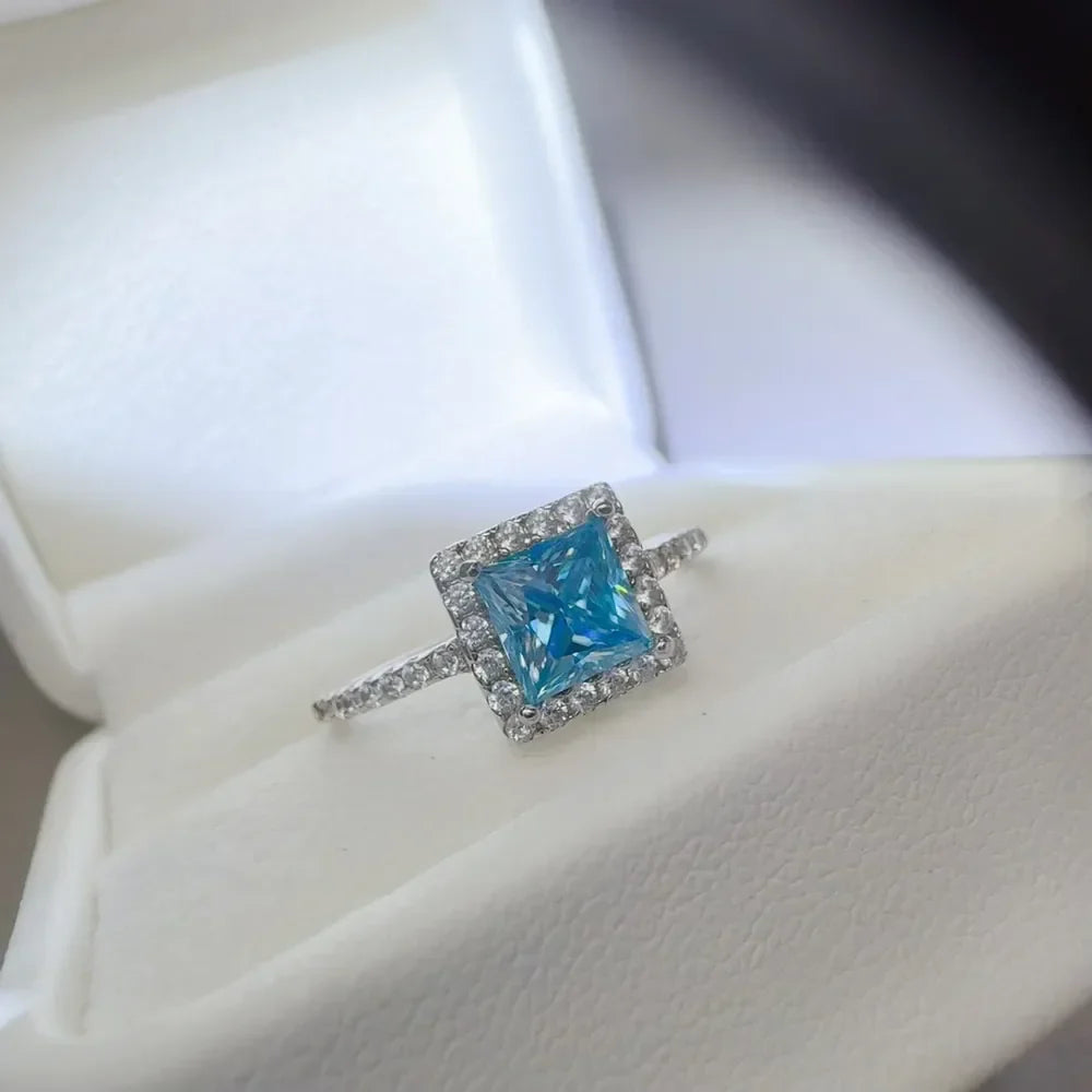 2 Carat Moissanite Sterling Silver Ring Francesca - Halo Women's Ring Velanci