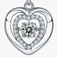 Moissanite Heart Pendant Necklace - Sterling Silver Velanci