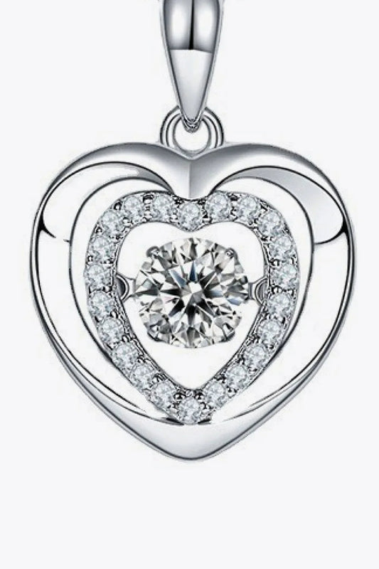 Moissanite Heart Pendant Necklace - Sterling Silver Velanci