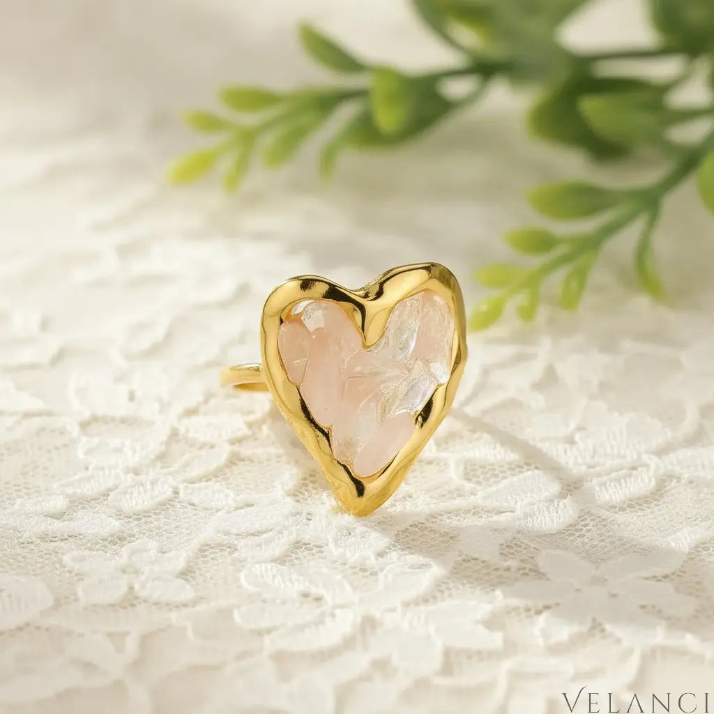 Ring Giovanna - Adjustable Open-Heart Lilac Stones Women's Ring Velanci