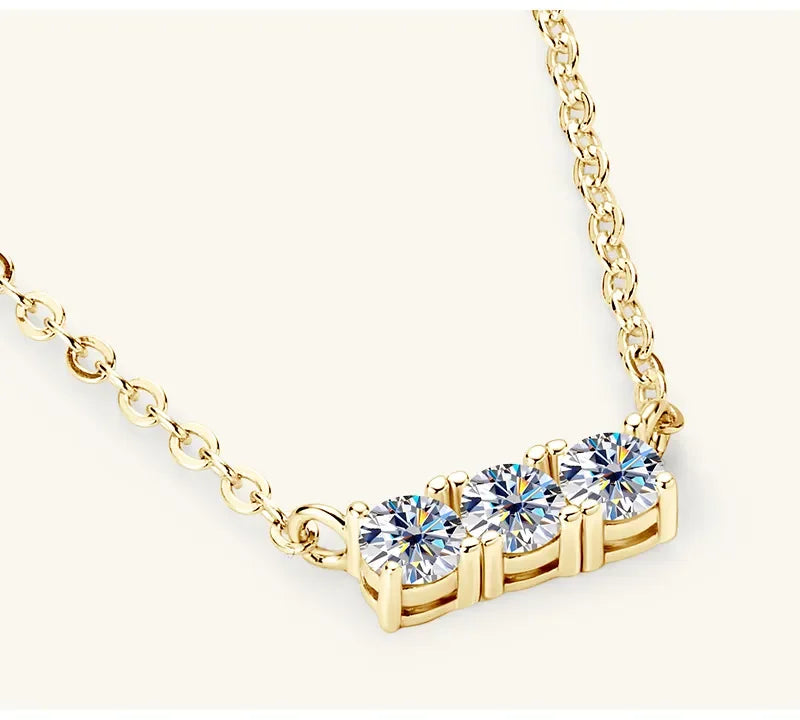 Moissanite Necklace - 18K Plated Sterling Silver Sparkle Velanci