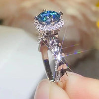 Sterling Silver 1Ct Moissanite Ring Giulia - Halo Spark Women's Ring Velanci