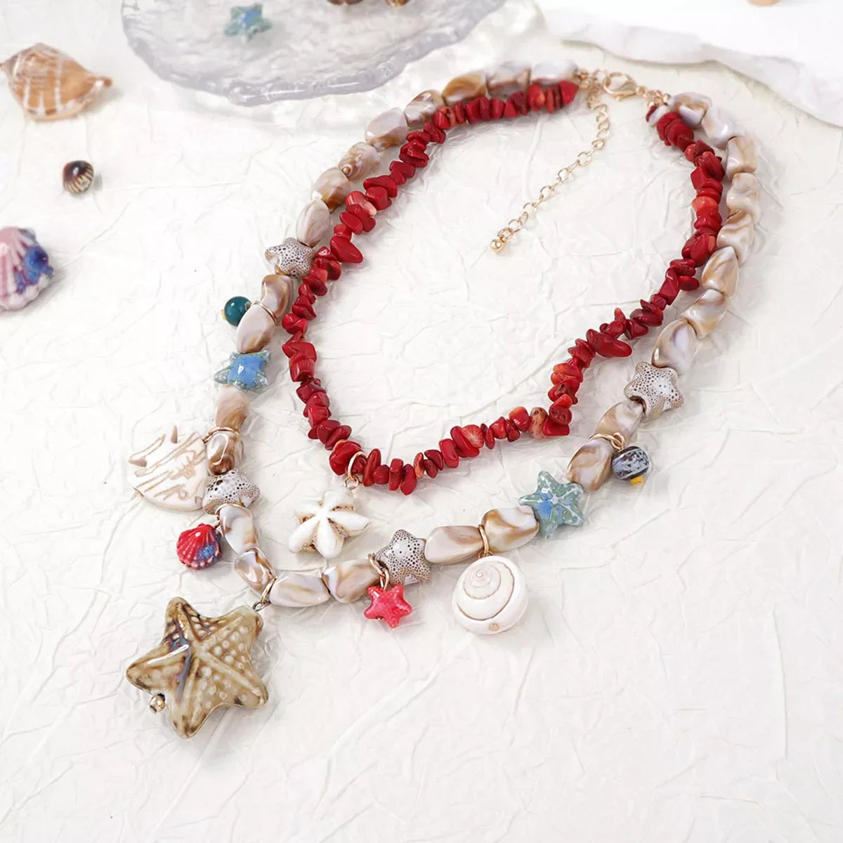 Shell Necklace - Gold-Plated Boho Beach Charm Adjustable Velanci