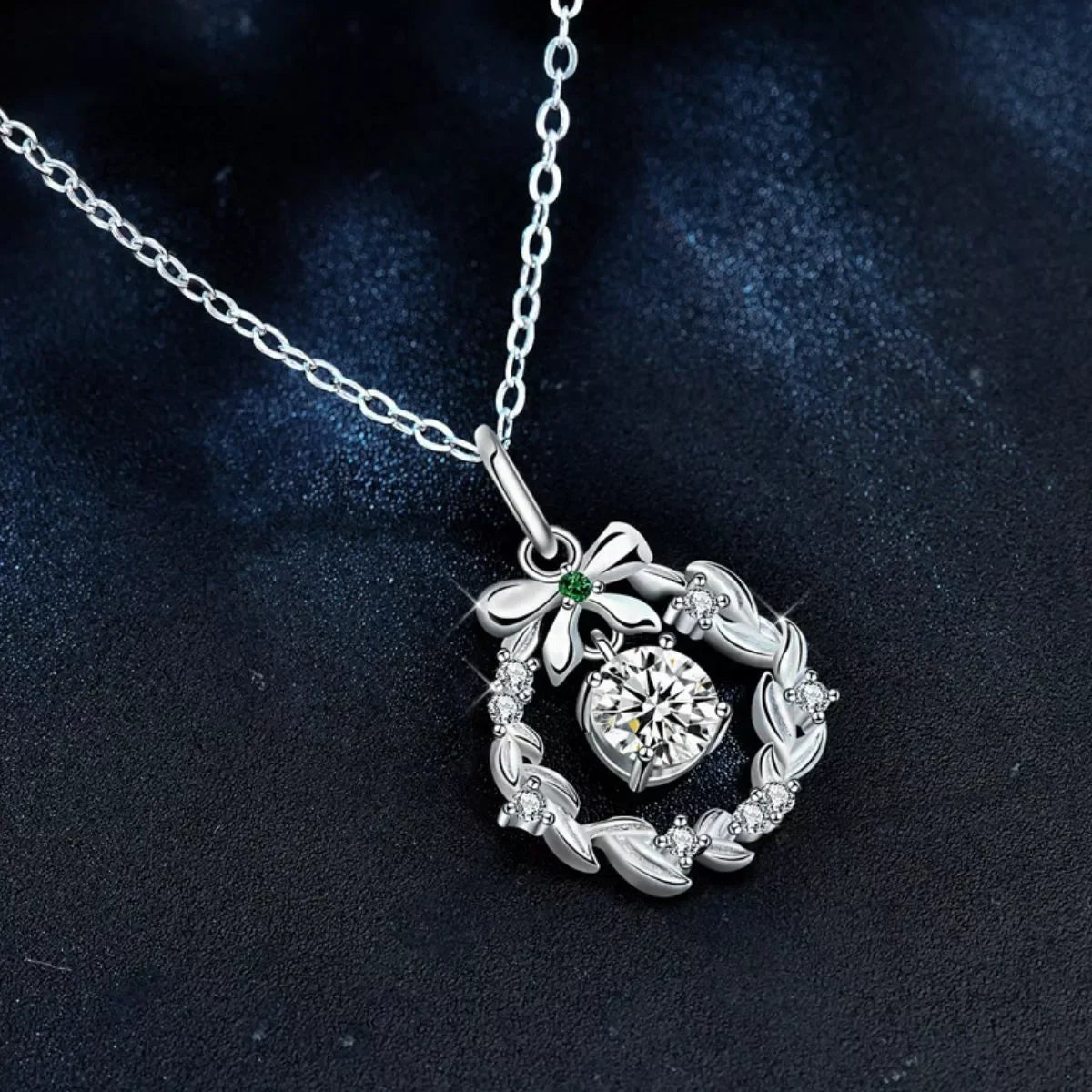 Moissanite Pendant Necklace - Adjustable Silver Chain Velanci