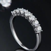 Moissanite Ring Sofia - Seven-Stone 0.7ct Platinum-Plated Women's Ring Velanci
