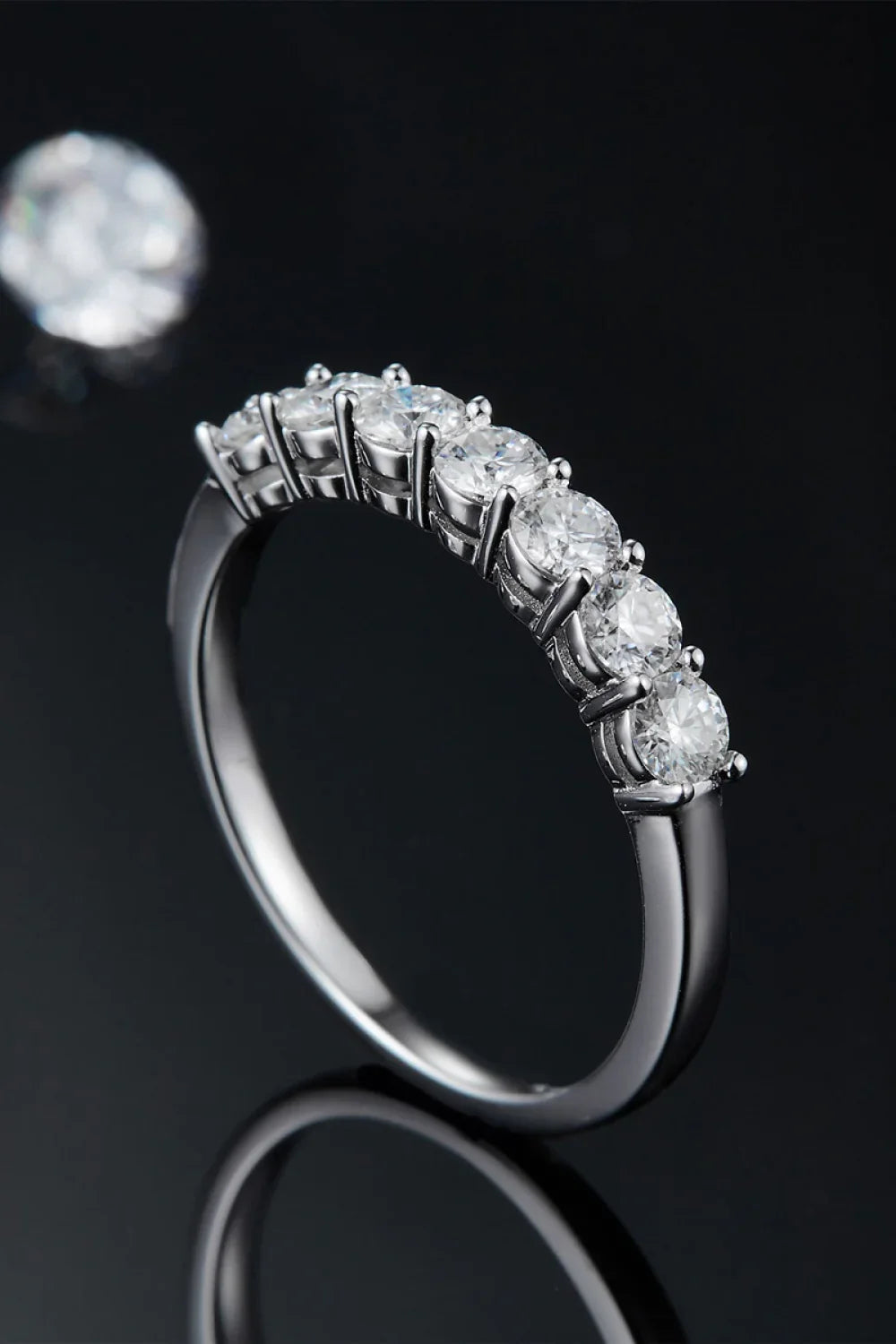 Moissanite Ring Sofia - Seven-Stone 0.7ct Platinum-Plated Women's Ring Velanci