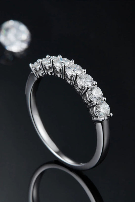 Moissanite Ring Sofia - Seven-Stone 0.7ct Platinum-Plated Women's Ring Velanci