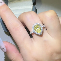 Ring Alessia - 2 Carat Moissanite Teardrop Halo, Platinum Women's Ring Velanci