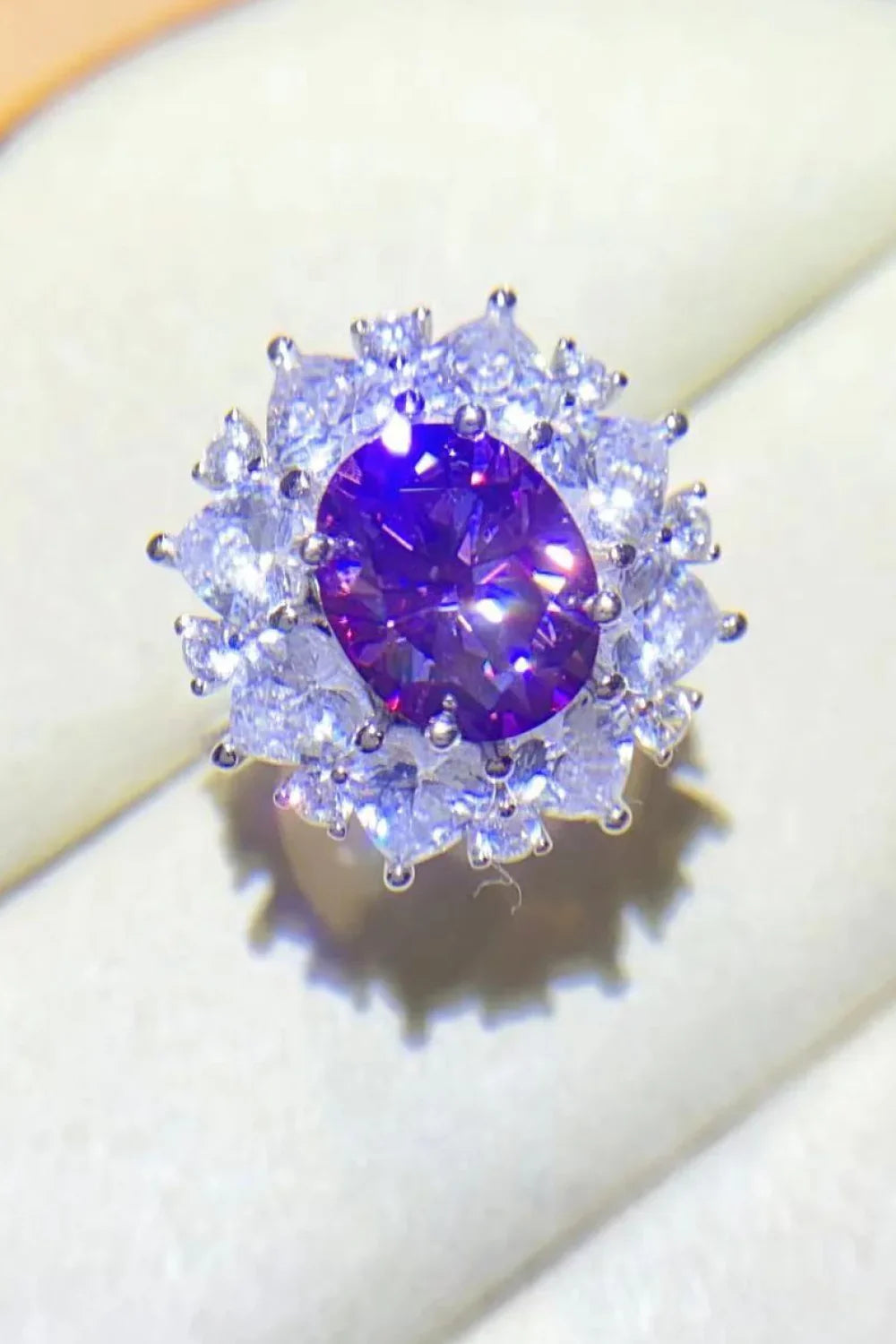 3 Carat Moissanite Platinum-Plated Ring Giulia - Halo Shine Women's Ring Velanci