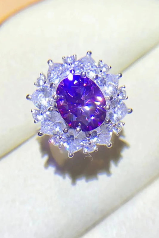 3 Carat Moissanite Platinum-Plated Ring Giulia - Halo Shine Women's Ring Velanci