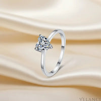 Sterling Silver Heart Moissanite Ring Bianca - Solitaire Velanci