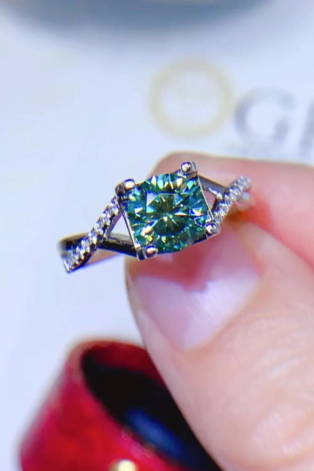 1Ct Moissanite Sterling Silver Ring Giulia - Coastal Sparkle Women's Ring Velanci