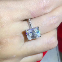 Ring Isabella - 5 Carat Emerald-Cut Moissanite Silver Women's Ring Velanci