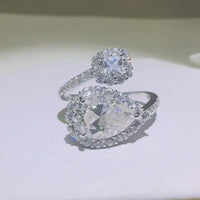 2 Carat Moissanite Silver Bypass Ring Giulia - Shine Women's Ring Velanci