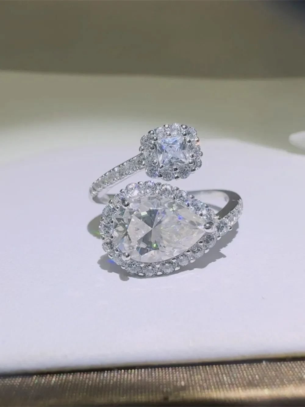 2 Carat Moissanite Silver Bypass Ring Giulia - Shine Women's Ring Velanci