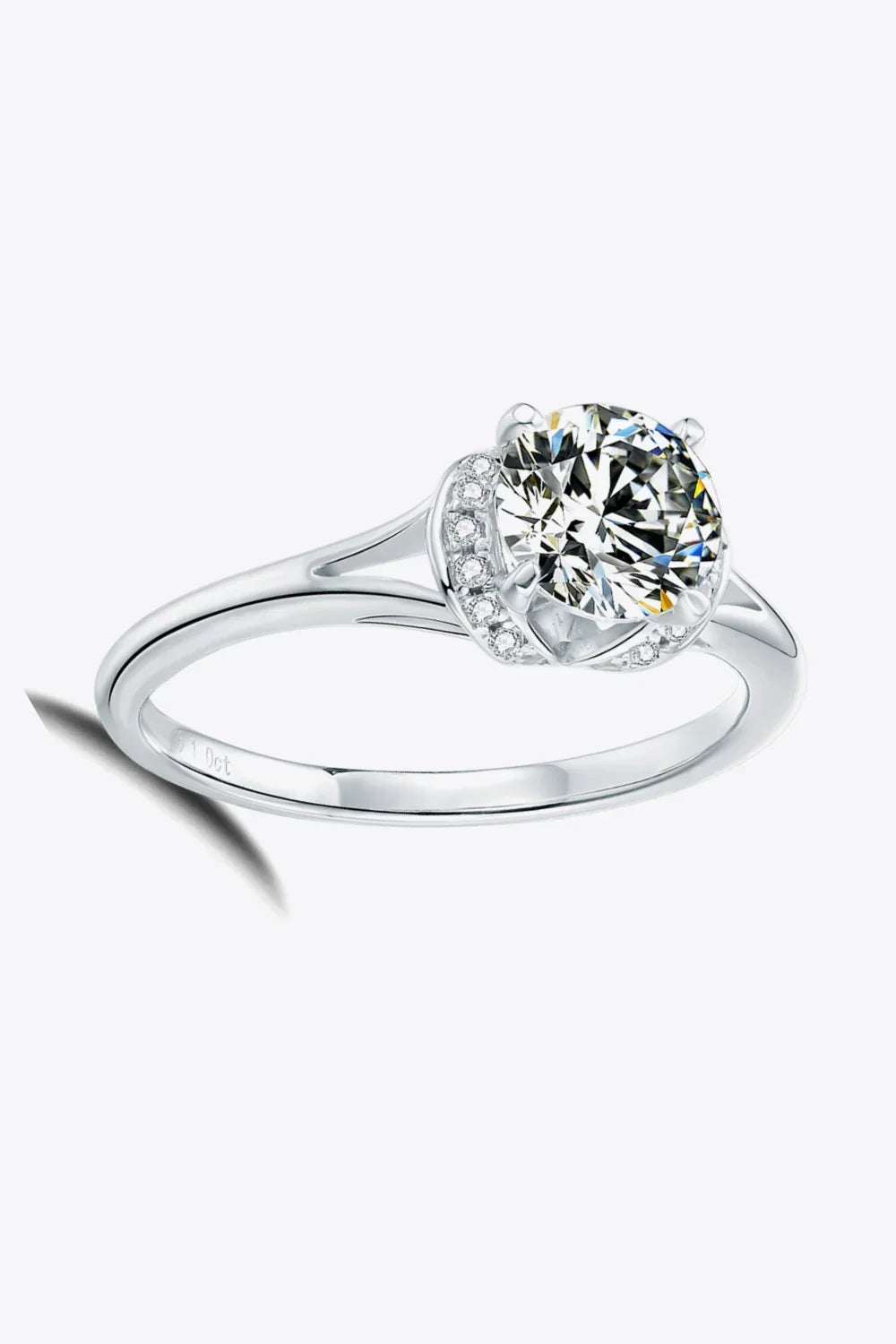 Ring Giulia - 1 Carat Moissanite, Split Shank, Silver Women's Ring Velanci