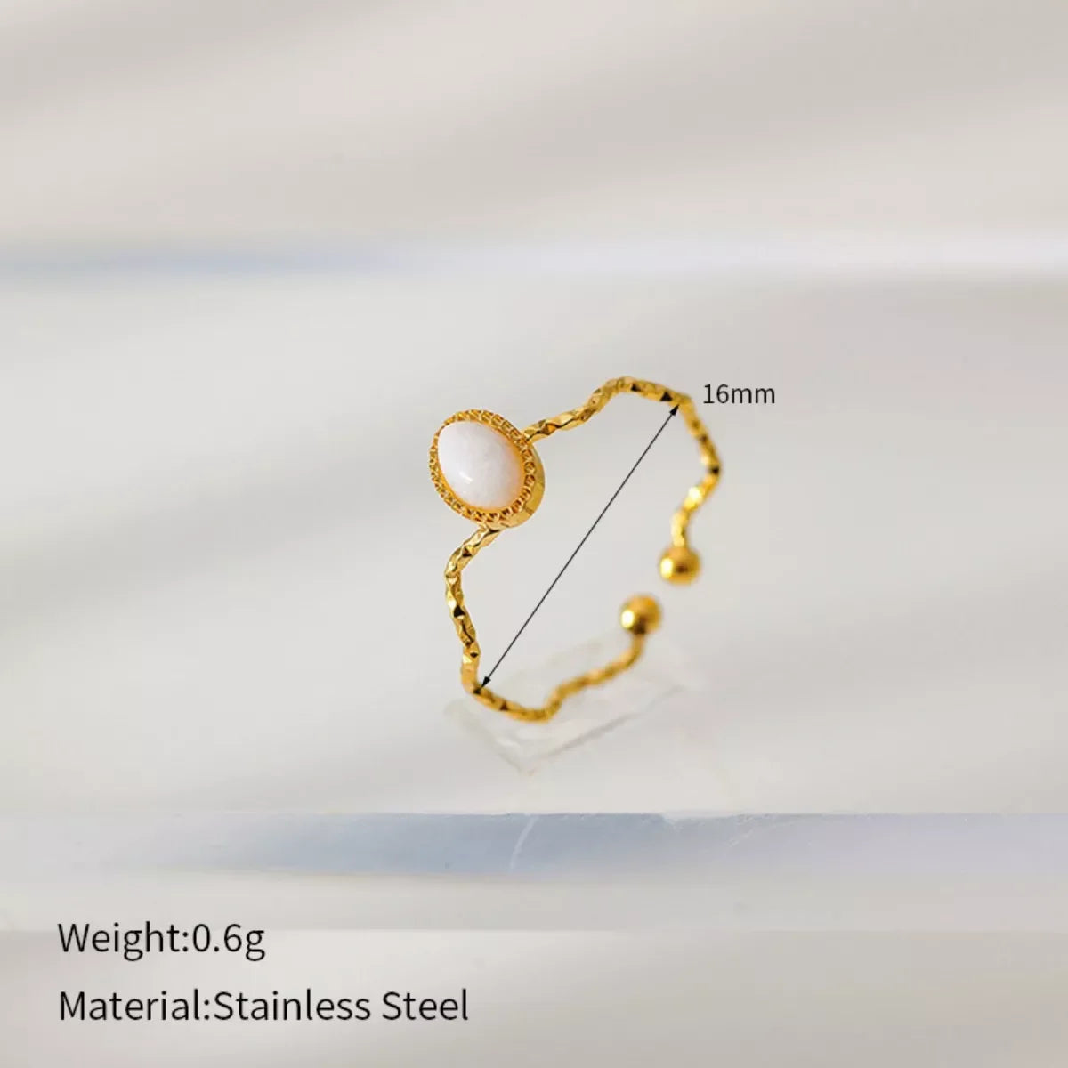 Ring Alessia - Wave-Open Gold-Plated Coastal Shine Women's Ring Velanci