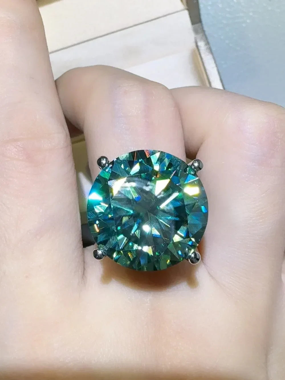 Ring Bianca - 20ct Moissanite Sterling Silver Ring Women's Ring Velanci