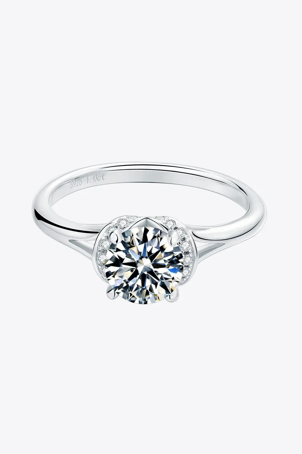 Ring Isabella - 1 Carat Moissanite, Split Shank Silver Women's Ring Velanci