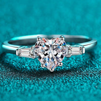 Moissanite Heart Ring Sterling Silver Luna - Everyday Shine Women's Ring Velanci