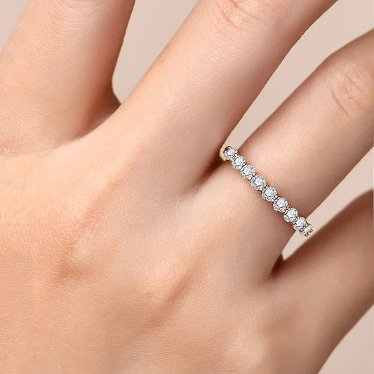 Moissanite Sterling Silver Ring Giulia - Lightweight Sparkle Women's Ring Velanci