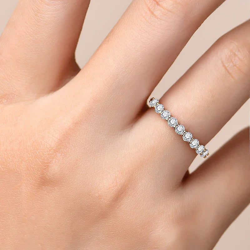 Moissanite Sterling Silver Ring Giulia - Lightweight Sparkle Women's Ring Velanci