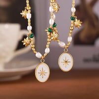 Freshwater Pearl Oval Pendant Necklace - Coastal Elegance Velanci