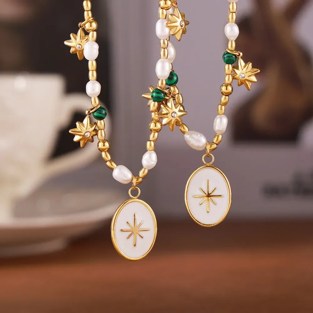 Freshwater Pearl Oval Pendant Necklace - Coastal Elegance Velanci
