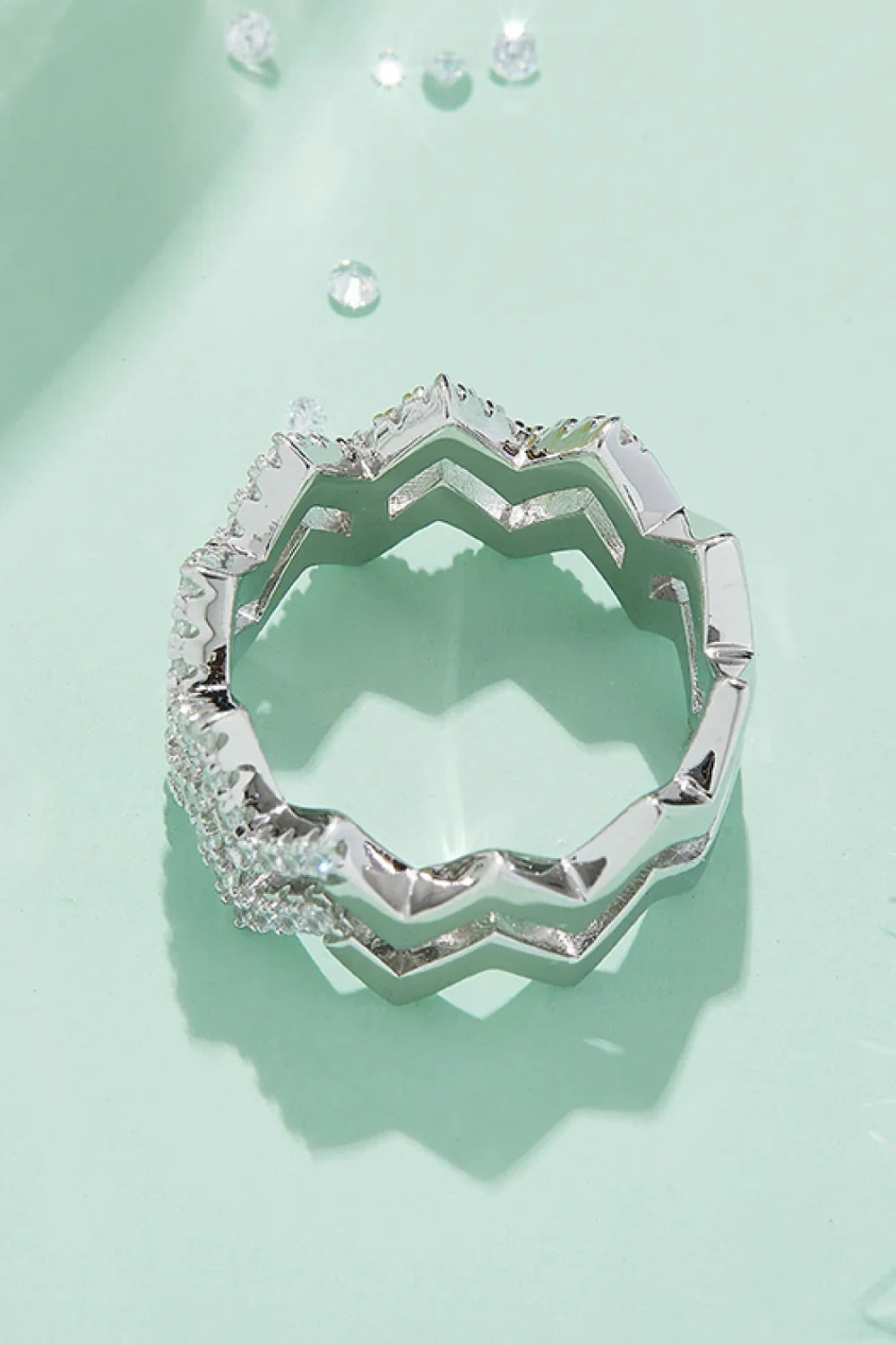 Moissanite Zigzag Stacking Rings Giulia - Everyday Sparkle Women's Ring Velanci