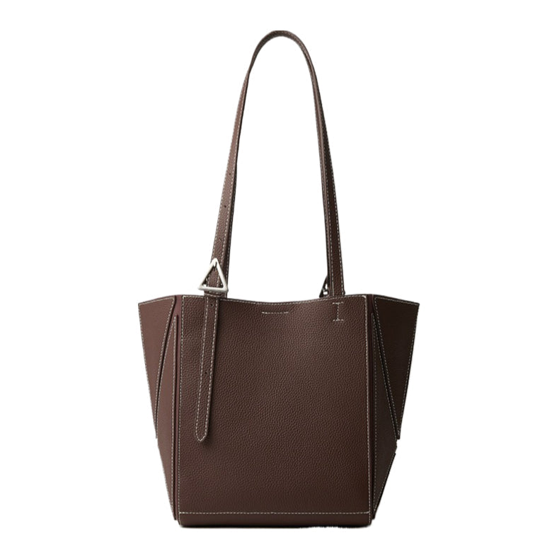 Elegant Camel Textured Leather Shoulder Tote