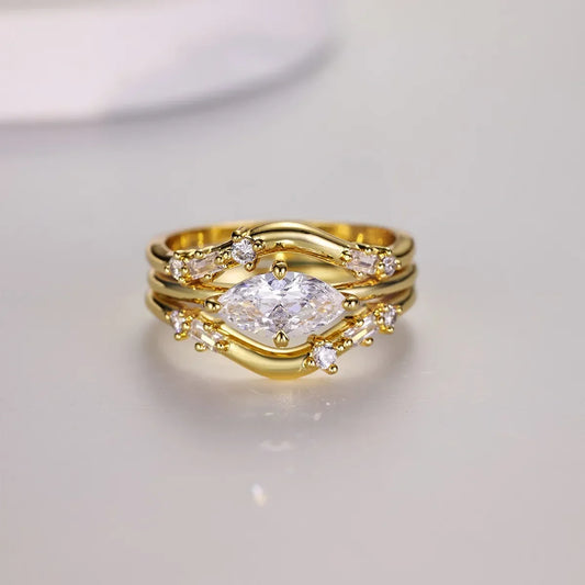 Moissanite Ring Set Alessia - 1 Carat Marquise Shine Women's Ring Velanci