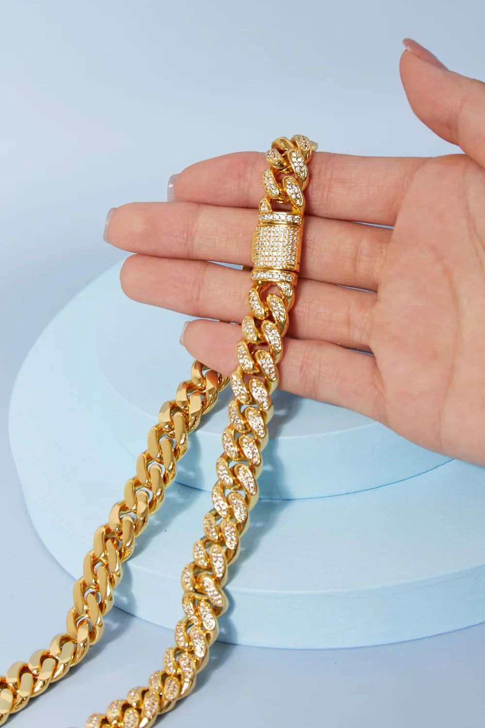 Cubic Zirconia Brass Curb Chain Necklace Velanci