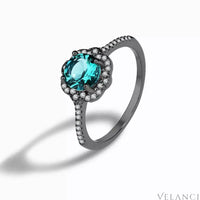 Sterling Silver Zircon Minimalist Ring Luna - Emerald Halo Women's Ring Velanci