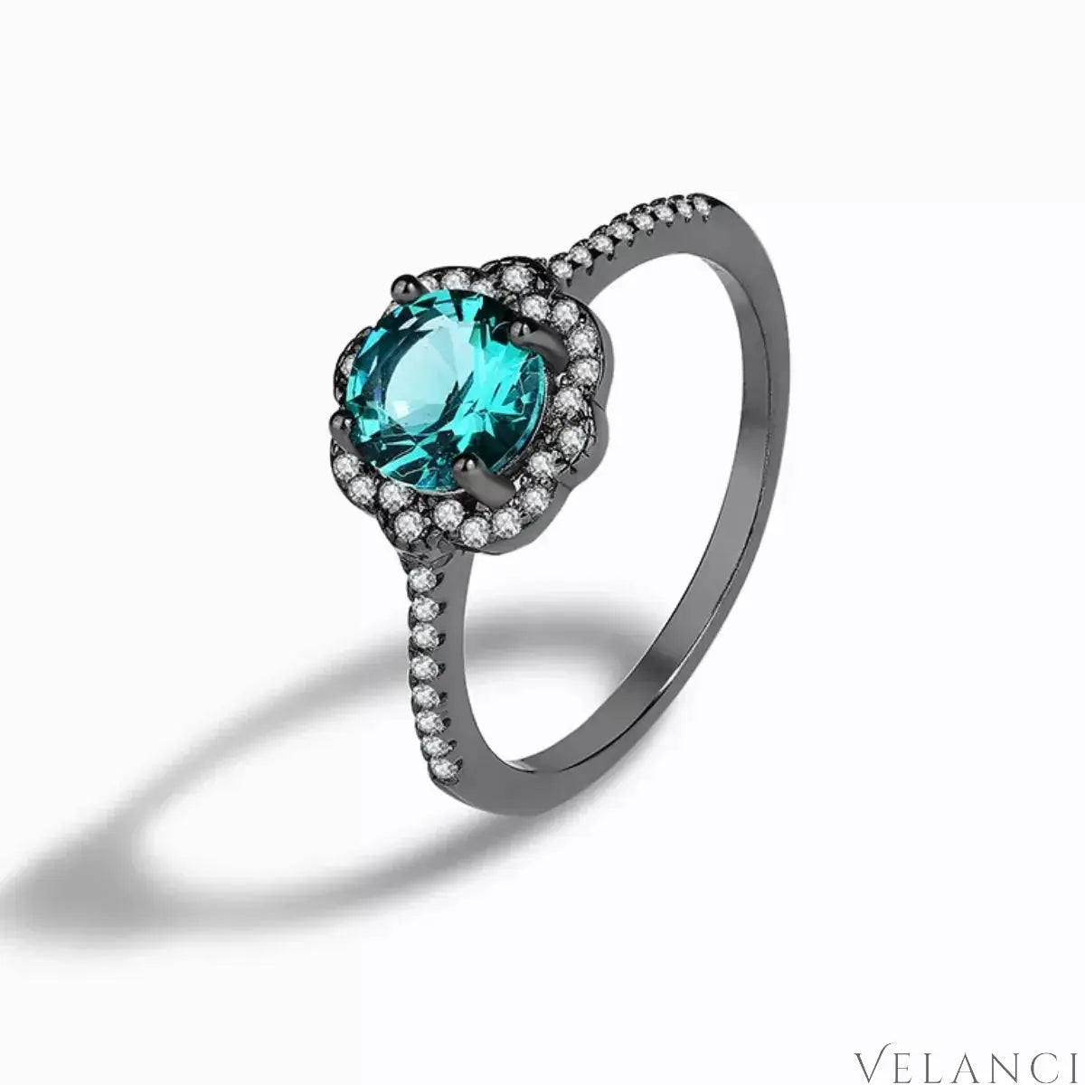 Sterling Silver Zircon Minimalist Ring Luna - Emerald Halo Women's Ring Velanci