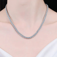 Minimalist Moissanite Necklace, Rhodium Plated Silver Velanci