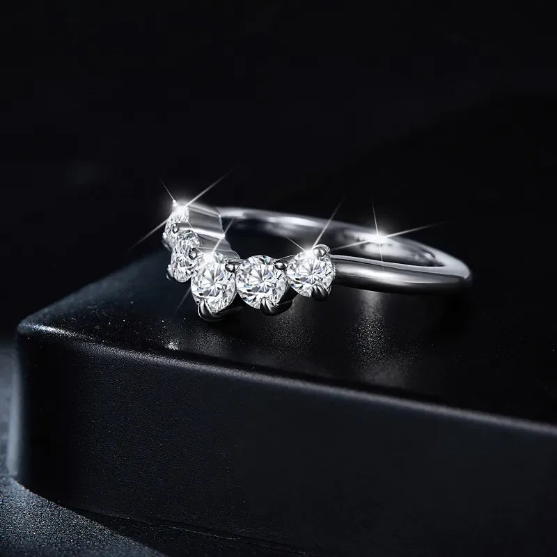 Inlaid Moissanite Ring Ariella - 0.9ct Coastal Sparkle Arc Women's Ring Velanci