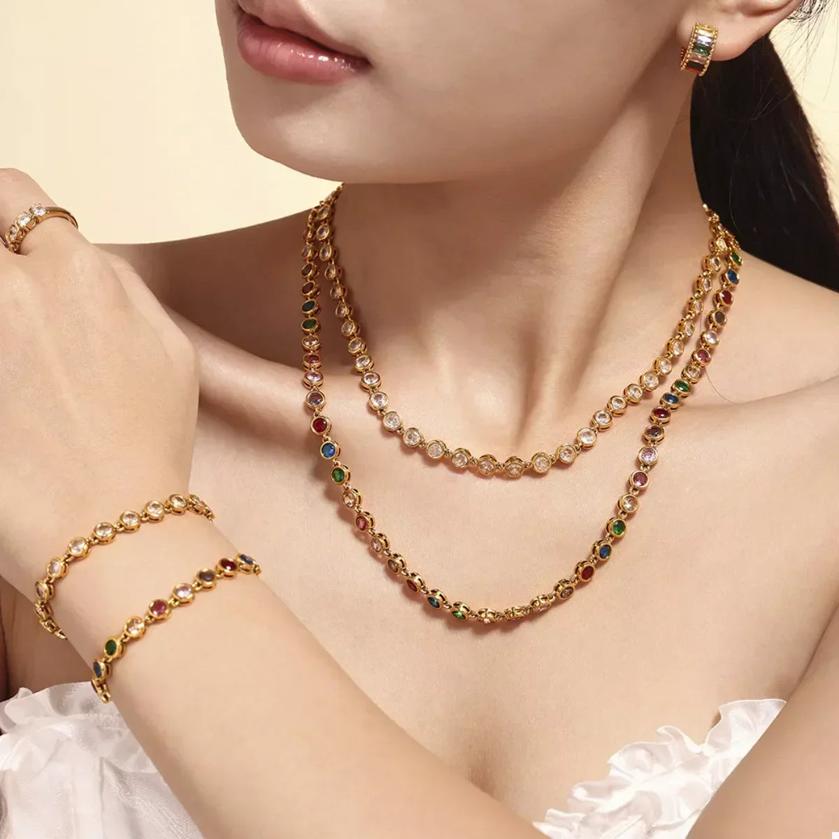 Gold-Plated Zircon Necklace - Lightweight Delicate Velanci
