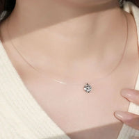 1 Carat Round Cut Moissanite Necklace - Sterling Silver Velanci