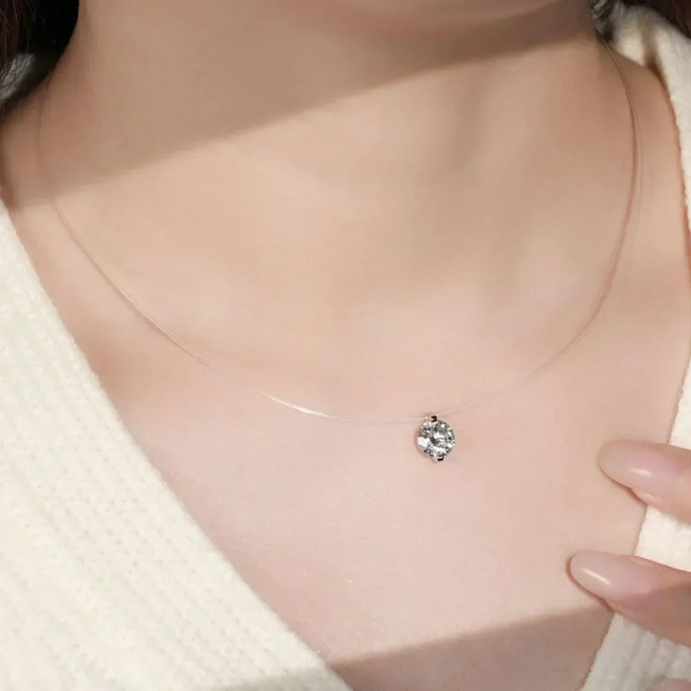 1 Carat Round Cut Moissanite Necklace - Sterling Silver Velanci