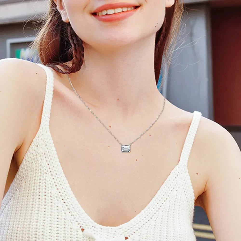 Moissanite Pendant Necklace - 1 Carat Sterling Silver Velanci