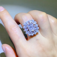 Ring Isabella - 3 Carat Moissanite Halo Sterling Silver Women's Ring Velanci
