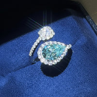 Sterling 2 Carat Moissanite Ring Elena - Bypass Halo Women's Ring Velanci