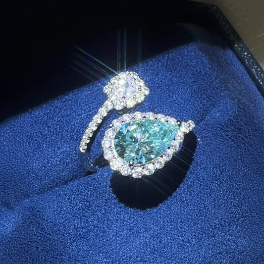 Sterling 2 Carat Moissanite Ring Elena - Bypass Halo Women's Ring Velanci