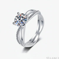 1 Carat Moissanite Ring Giulia - Crisscross Split Shank Women's Ring Velanci