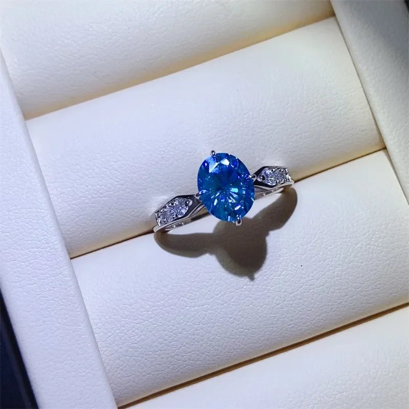 Ring Valentina - 2ct Blue Moissanite Sparkle Everyday Shine Women's Ring Velanci