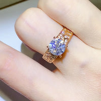 Moissanite Ring Giulia - 1.5ct Gold-Plated Sterling Silver Women's Ring Velanci